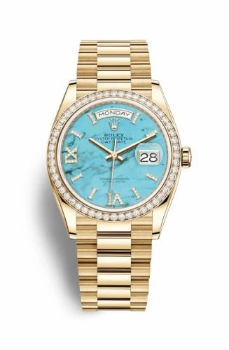 Rolex Day-Date 36 Yellow Gold / Diamond / Turquoise / President 128348RBR-0037 (M128348RBR-0037)